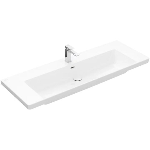 Wastafel Villeroy & Boch Subway 3.0 Met CeramicPlus 1 Kraangat Met Overloop 130x47x16.5 cm Wit Alpin 