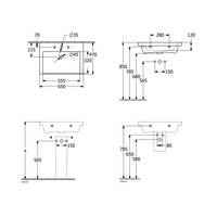 Wastafel Villeroy & Boch Subway 3.0 Met CeramicPlus 1 Kraangat Zonder Overloop 65x47x16.5 cm Stone White