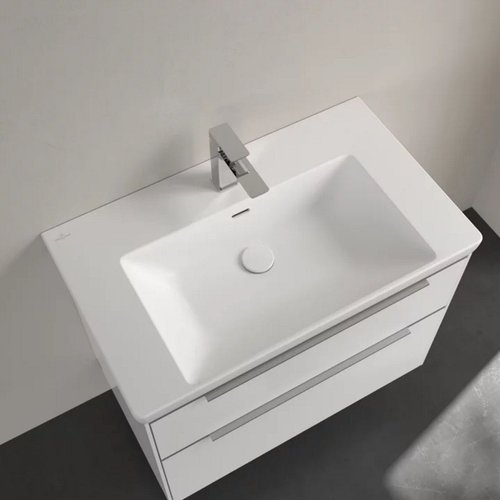 Wastafel Villeroy & Boch Subway 3.0 Met CeramicPlus 1 Kraangat Met Overloop 80x47x16.5 cm Stone White 