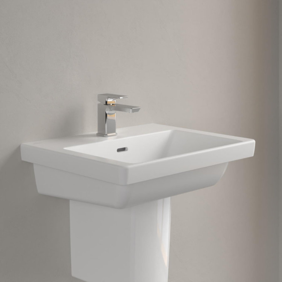 Wastafel Villeroy & Boch Subway 3.0 Met CeramicPlus 1 Kraangat Met Overloop 55x44x16.5 cm Stone White