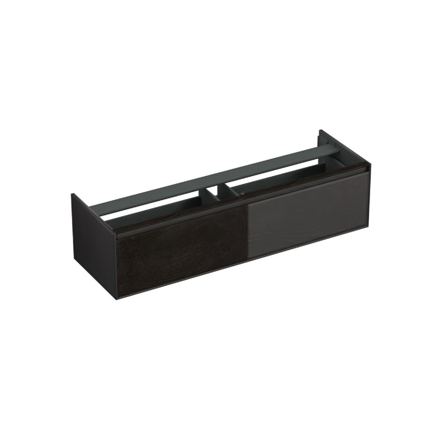 Onderkast Forzalaqua Reno 160x51x40 Cm 2 Lades Softclose Eiken Black Oiled