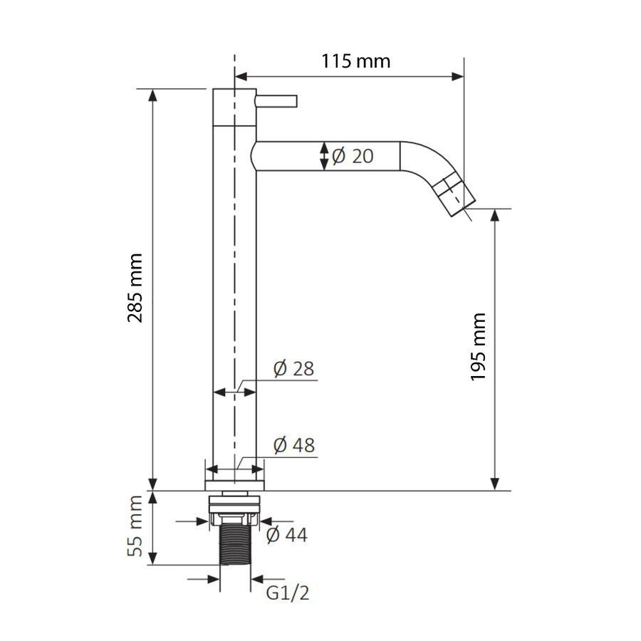 Fonteinkraan Differnz Mix Gebogen Hoog 28.5 cm Mat Wit