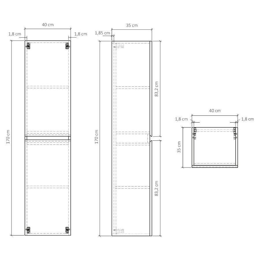 Badkamerkast Differnz Sofi 170x40x35 cm Eiken