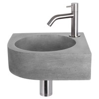 Fonteinset Differnz Cleo 31.5x31.5x10 cm Beton Donker Grijs Met Kraan Gebogen Mat Chroom