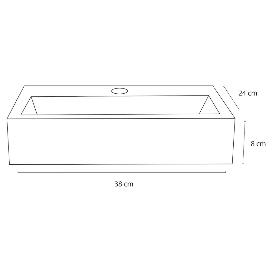 Fonteinset Differnz Flat Beton 38x24x8 cm Licht Grijs Met Rechte Kraan Mat Chroom