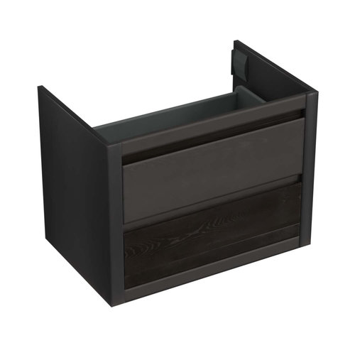 Onderkast Forzalaqua Gela 80x51x60 Cm 2 Softclose Lades Eiken Black Oiled 