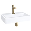 Fonteinset Differnz Flat Keramiek 38x24x7 cm Wit Met Rechte Kraan Mat Goud