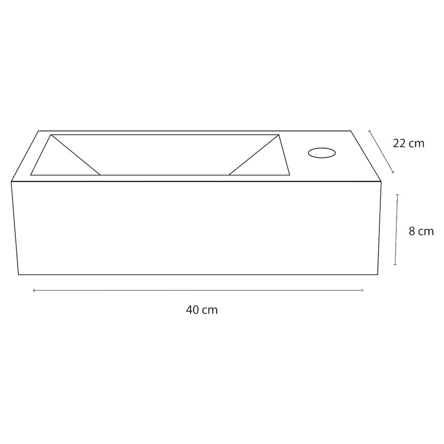 Fonteinset Differnz Force Beton 40x22x8 cm Donker Grijs Met Gebogen Kraan Chroom