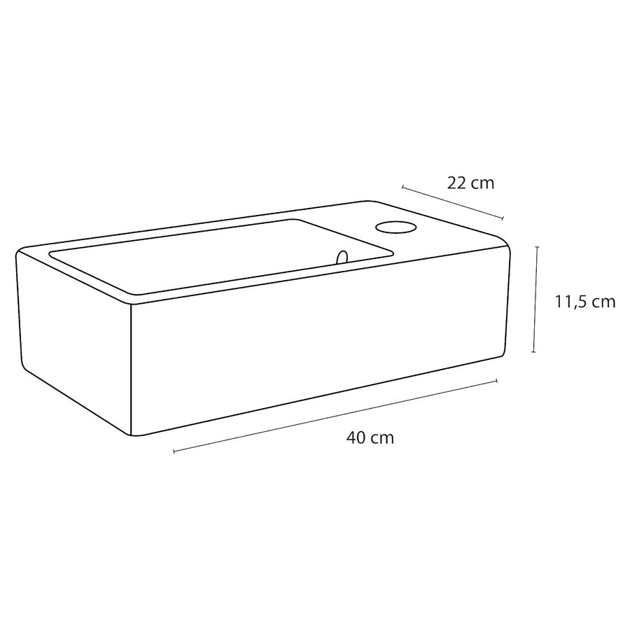 Fonteinset Differnz Force Keramiek 40x22x11.5 cm Wit Met Rechte Kraan Mat Chroom