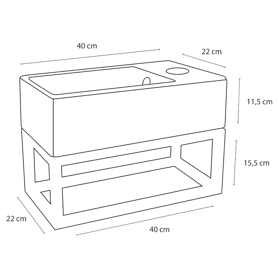 Fonteinset Differnz Force Keramiek en Handoekrek 40x22x11.5 cm Wit Met Gebogen Kraan Chroom