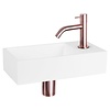 Differnz Fonteinset Differnz Solid Solid Surface 36x18.5x9 cm Wit Met Gebogen Kraan Rood Koper