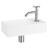 Fonteinset Differnz Solid Solid Surface 36x18.5x9 cm Wit Met Gebogen Kruis Kraan Chroom