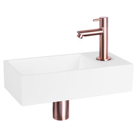 Fonteinset Differnz Solid Solid Surface 36x18.5x9 cm Wit Met Rechte Kraan Rood Koper