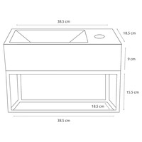 Fonteinset Differnz Ravo Beton en Handoekrek 38.5x18.5x9 cm Licht Grijs Met Gebogen Kraan Mat Goud