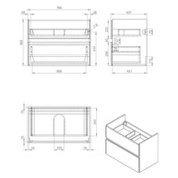 Badkamermeubel Best Design Quick 2 Laden Greeploos 80 cm Eiken Met Wastafel