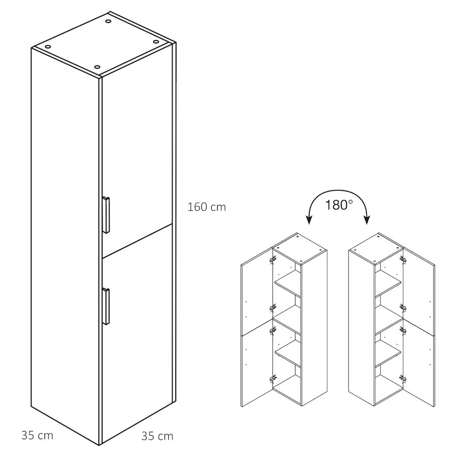 Badkamerkast Differnz Bolo 160x35x35 cm FSC Eiken