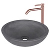 Waskomset Differnz Ravano Beton 40x12 cm Antraciet met Hoge Wastafelkraan Rood Koper