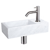 Fonteinset Differnz Helios 37.5x18.5x9.5 cm Marmer Wit Met Gebogen Kraan Mat Chroom