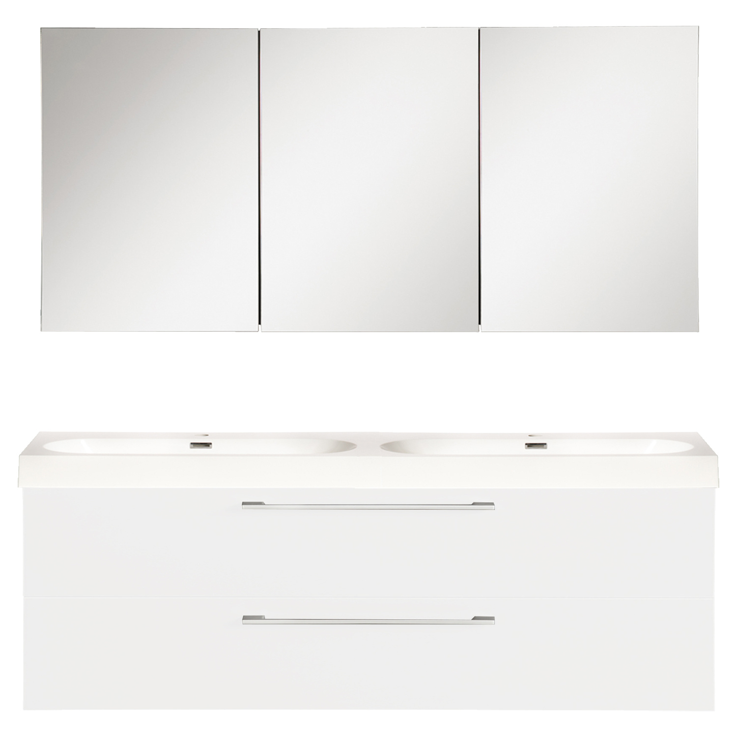 Badkamermeubelset Differnz Somero Met Keramiek Wastafel 120 cm Hoogglans Wit Differnz