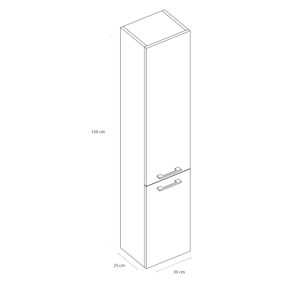 Kolomkast Differnz Somero 150x30x25 cm Links-Rechts Wit