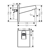 Wandaansluiting HansGrohe Pulsify Voor Hoofddouche 26 cm Chroom