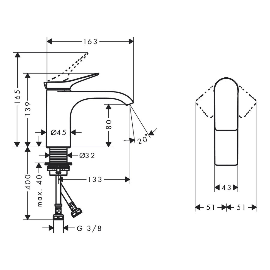 Wastafelmengkraan HansGrohe Vivenis Eengreeps 80 Zonder Afvoer Chroom
