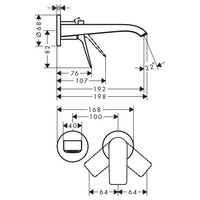 Wastafelmengkraan Hansgrohe Vivenis 2-gats Wandkraan 19.5 cm Mat Zwart