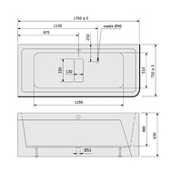 Ligbad Polysan Marlene 175x75x63 cm Asymmetrisch Links Wit