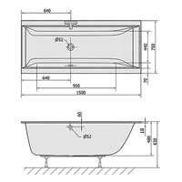 Ligbad Polysan Cleo Slim Inbouw 150x75x48 cm Wit