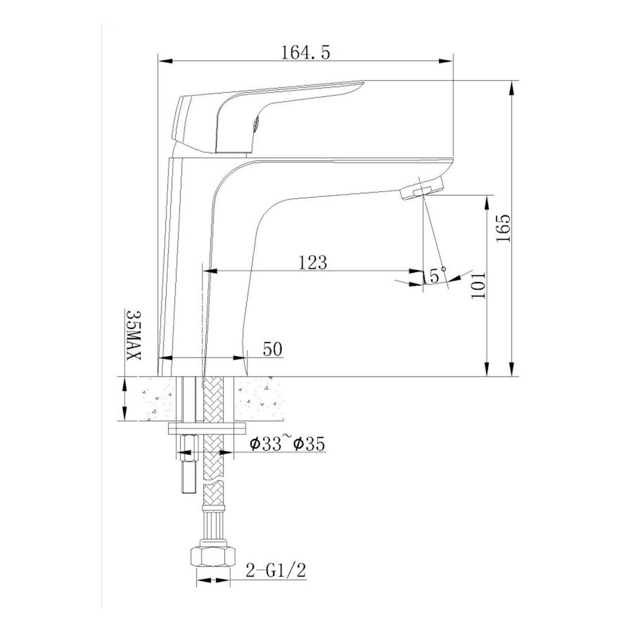 Wastafelkraan AquaSplash Arbor Flat Chroom