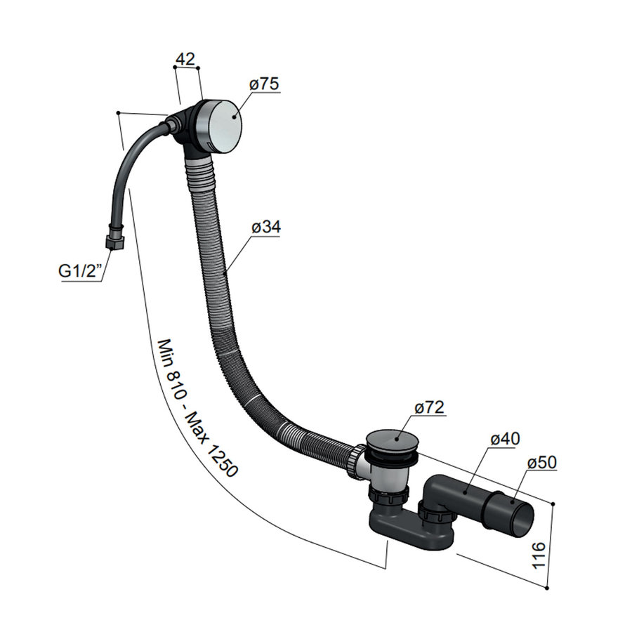 Badoverloop Vulcombinatie Hotbath Archie Geborsteld Gunmetal PVD