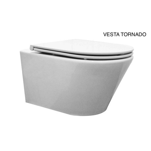 Wandcloset Wiesbaden Vesta Rimless Tornado Flush met Softclose Toiletzitting Glans Wit 