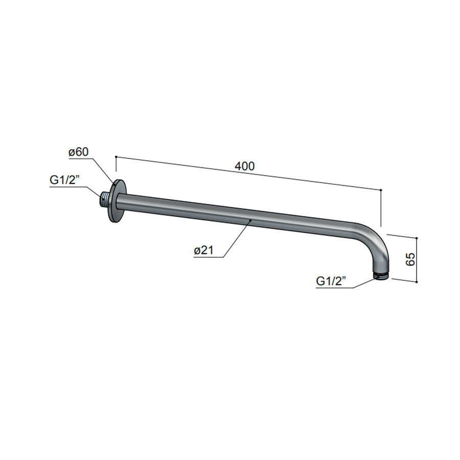 Wandarm Hotbath Archie 40 CM Geborsteld Messing PVD