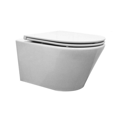 Wandcloset Aquasplash Vera Rimless Tornado Flush met Softclose Toiletzitting Glans Wit 