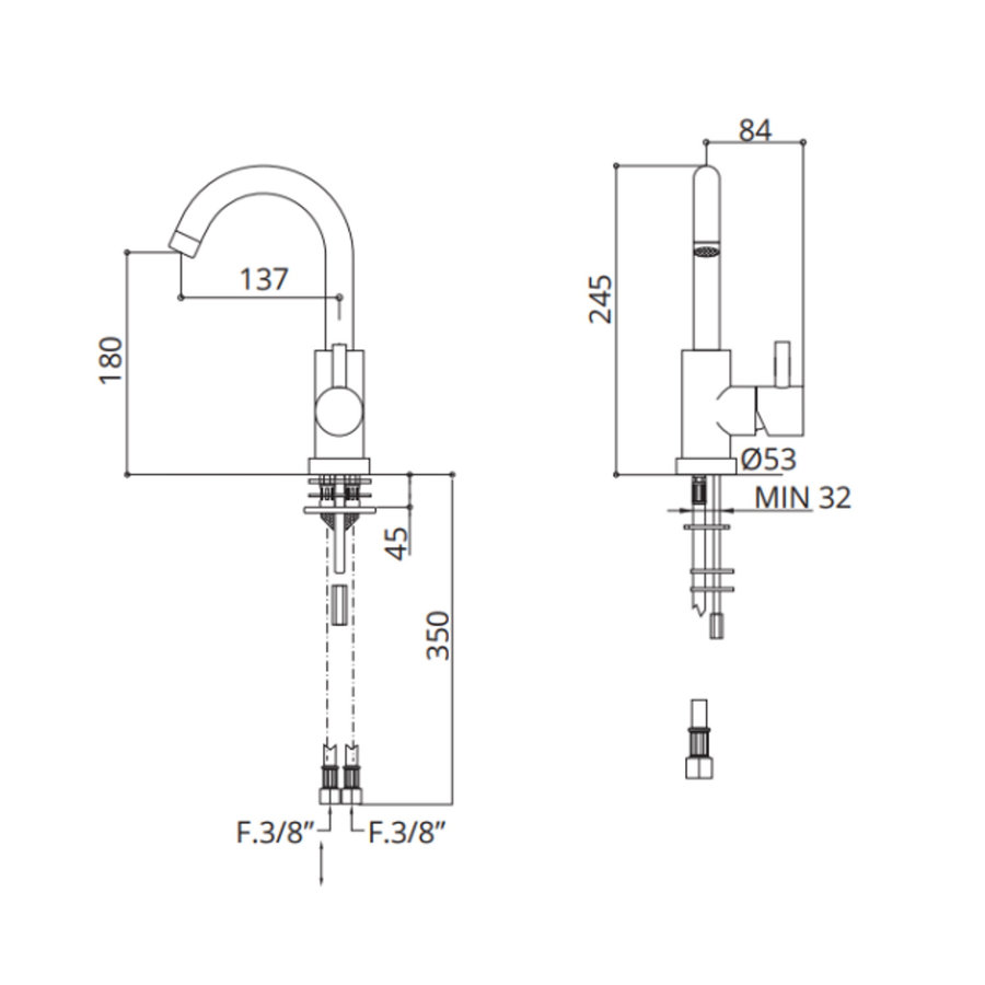 Wastafelmengkraan Bongio Squadra Met Draaibare Uitloop Chroom