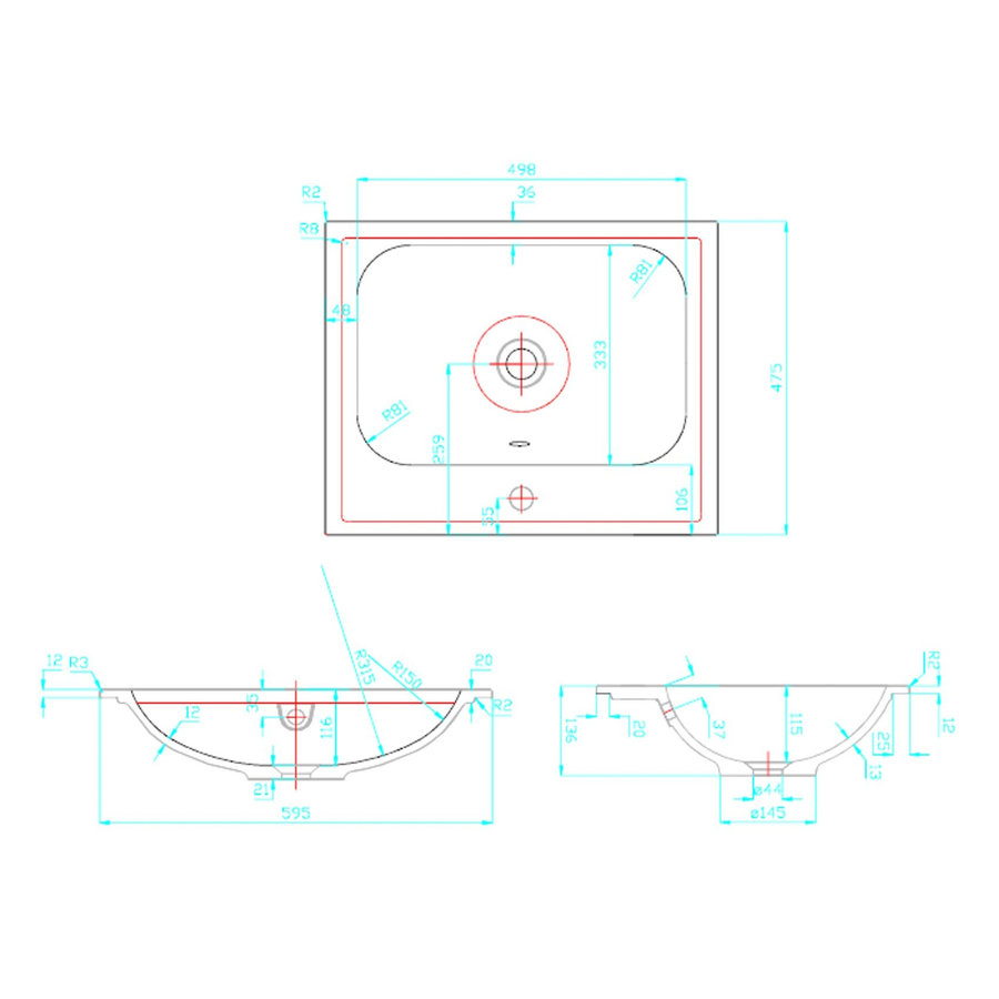 Wastafel Best Design tbv Splash Meubels 60cm Met Kraangat Glans Wit