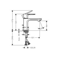 Wastafelmengkraan HansGrohe Rebris S Eengreeps 80 CoolStart Met Metalen Trekwaste Mat Zwart