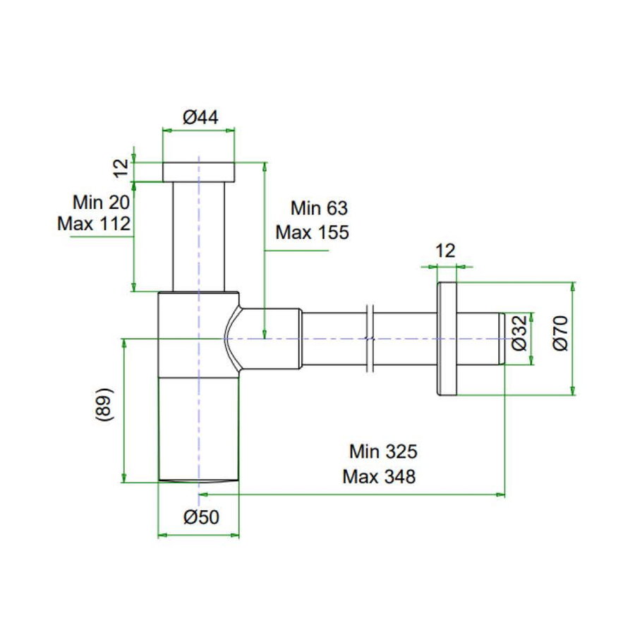 Design Sifon Lagoo Garda Universeel Messing (In 6 Verschillende Kleuren)