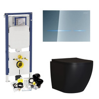 Geberit Sigma 8 (UP720) Toiletset set65 Mudo Rimless Mat Zwart Met Sigma 80 Drukplaat