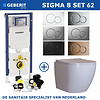 Boss & Wessing Geberit Sigma 8 (UP720) Toiletset set62 Mudo Rimless Met Sigma 01 Drukplaat