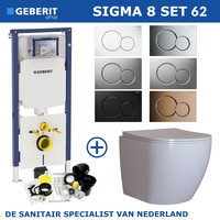 Geberit Sigma 8 (UP720) Toiletset set62 Mudo Rimless Met Sigma 01 Drukplaat