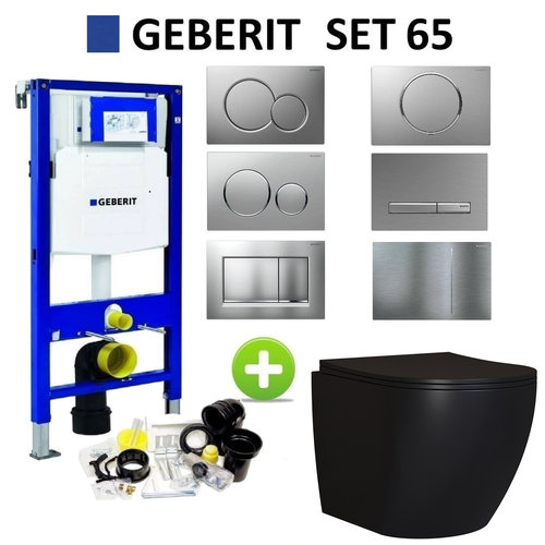 Geberit UP320 Mat Zwart Toiletset set65 Mudo Randloos met Sigma Drukplaat 