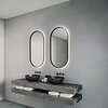 Gliss Design Spiegel Gliss Design Aura 50x100cm Mat Zwart Ovaal Met LED Verlichting & Geïntegreerde Spiegelverwarming
