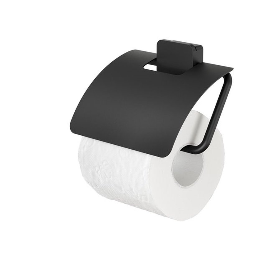 Toiletrolhouder Geesa Topaz Met Klep Mat Zwart