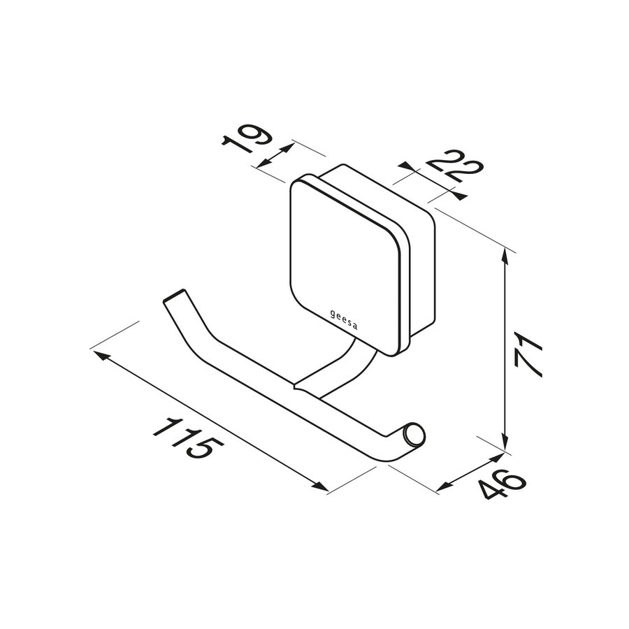 Handdoekhaak Dubbel Geesa Topaz Minimalistisch Chroom