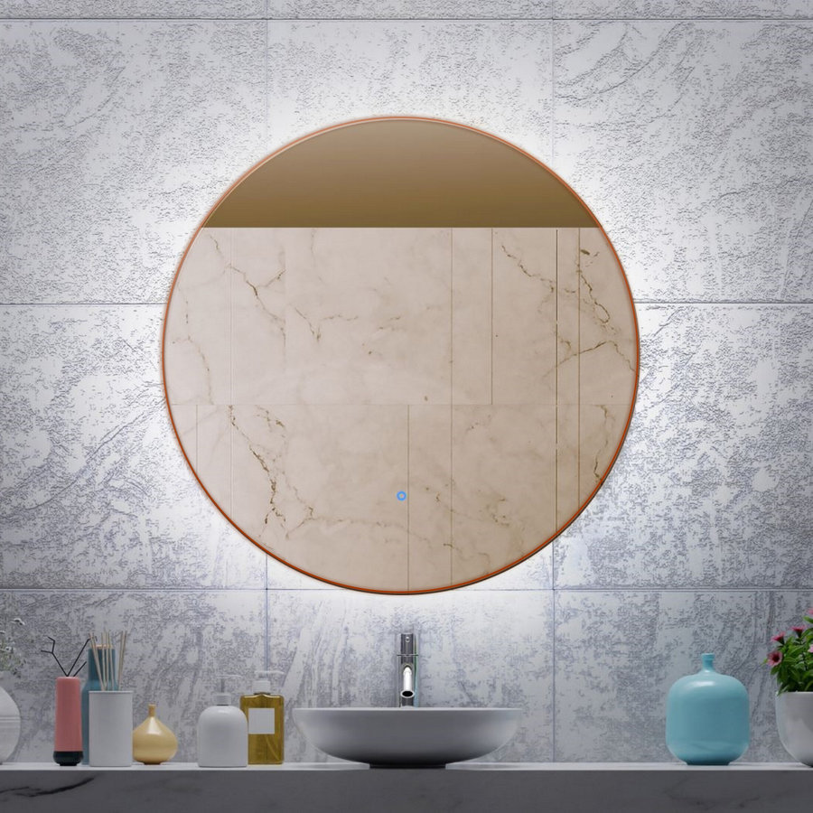 Spiegel Gliss Design Oko Koper Rond LED Verlichting 100 cm