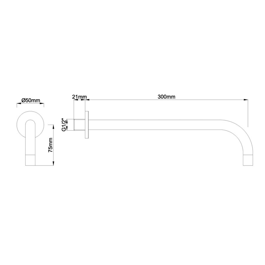 Uitloop Wiesbaden Slim 18mm Rond 30cm 1/2'' Chroom