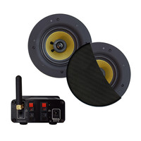 Bluetooth-Audio Versterker Aquasound Airplay + DLNA 30W Inclusief Speakerset Aquasound Rumba 116 mm Mat Zwart