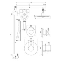 Thermostatisch Inbouwdoucheset Brauer Copper 20cm Hoofddouche Wandarm 3 Standen Handdouche op Glijstang Koper