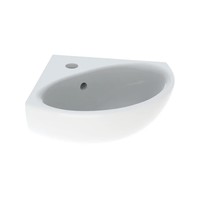 Hoekfontein Geberit Bastia 45x40 cm met Kraangat met Overloop Glanzend Wit